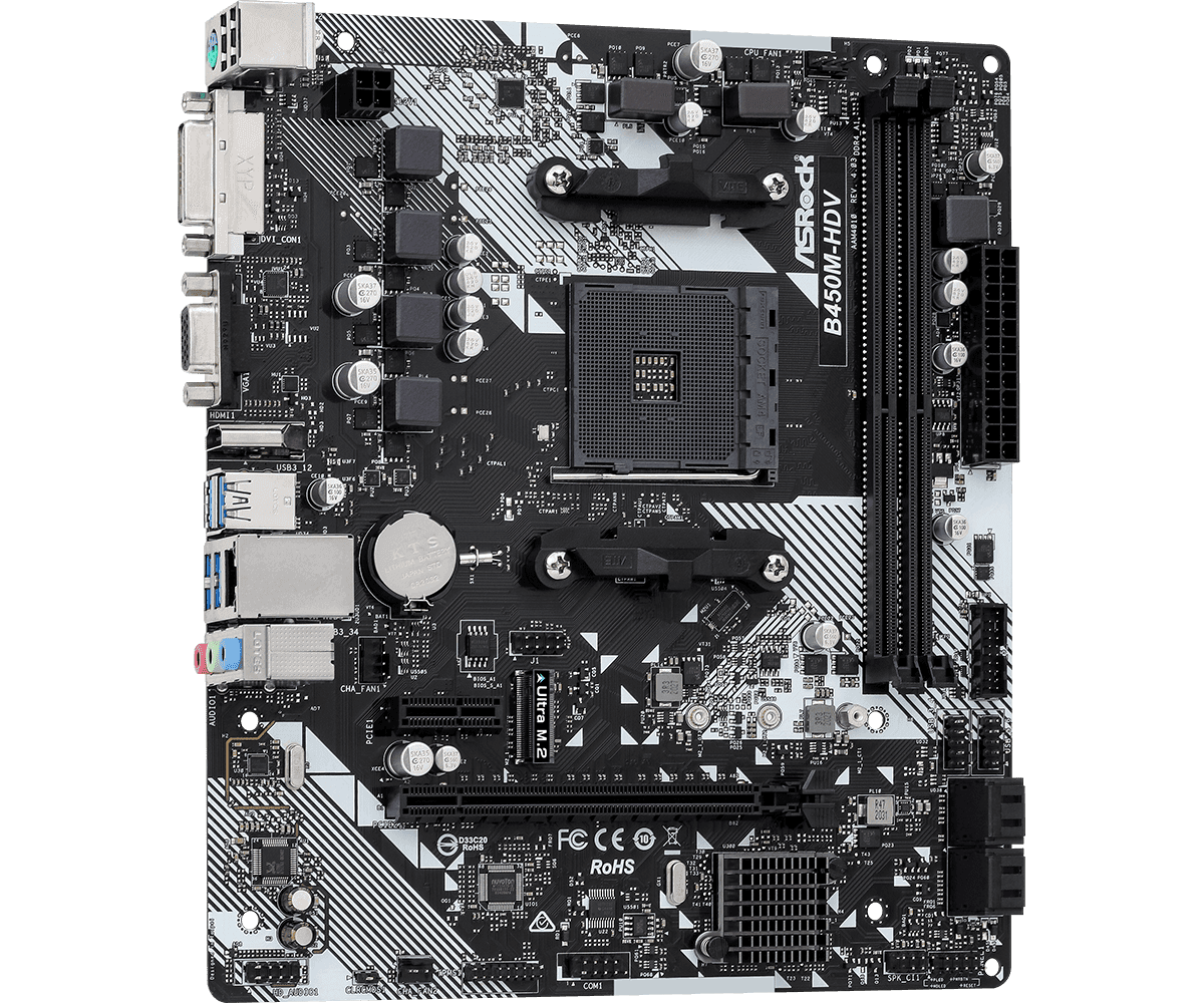 Placa MAE Asrock B450M-HDV R4.0 - Ryzen AM4 - DDR4 - Matx - M.2 - Vga/hdmi/dvi - miniatura 4
