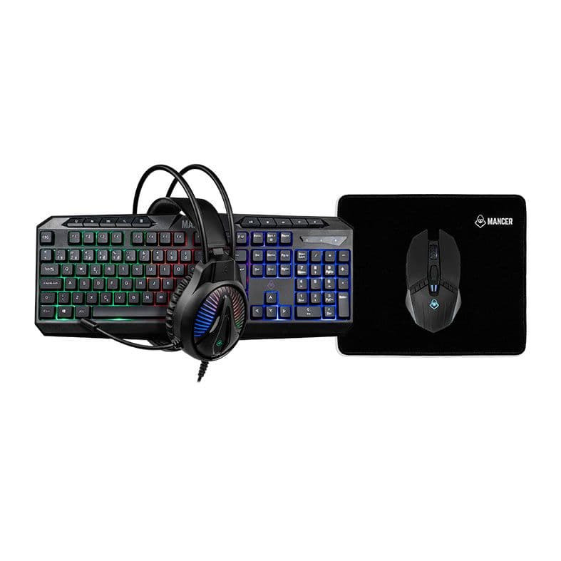 Combo Gamer Mancer ORC V2 4x1, Rainbow, Teclado ABNT2, Mouse 6400DPI, Mousepad Pequeno, Headset Driv
