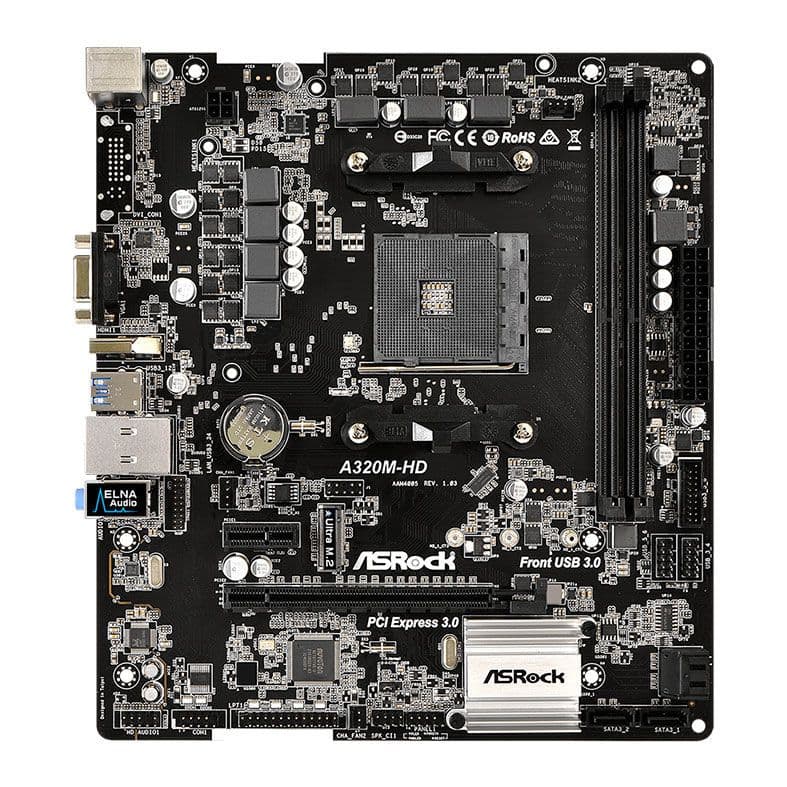 Placa Mae AsRock A320M-HD R4.0 (AM4/DDR4/HDMI/VGA/M.2/USB 3.1) - foto 1