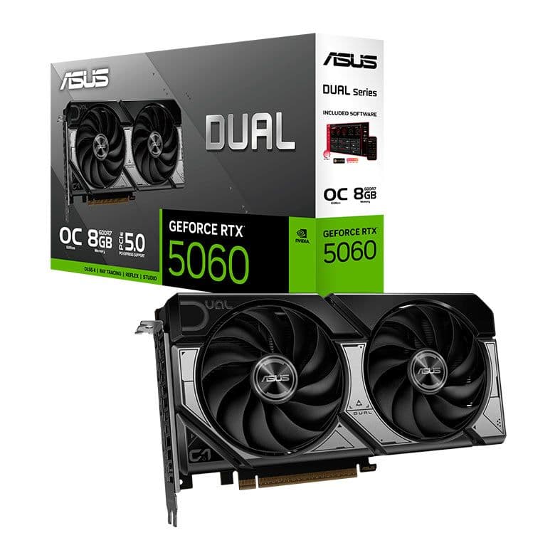Placa de Video Asus GeForce RTX 5060 Dual OC Edition, 8GB, GDDR7, 128-bit, DUAL-RTX5060-O8G - foto 1
