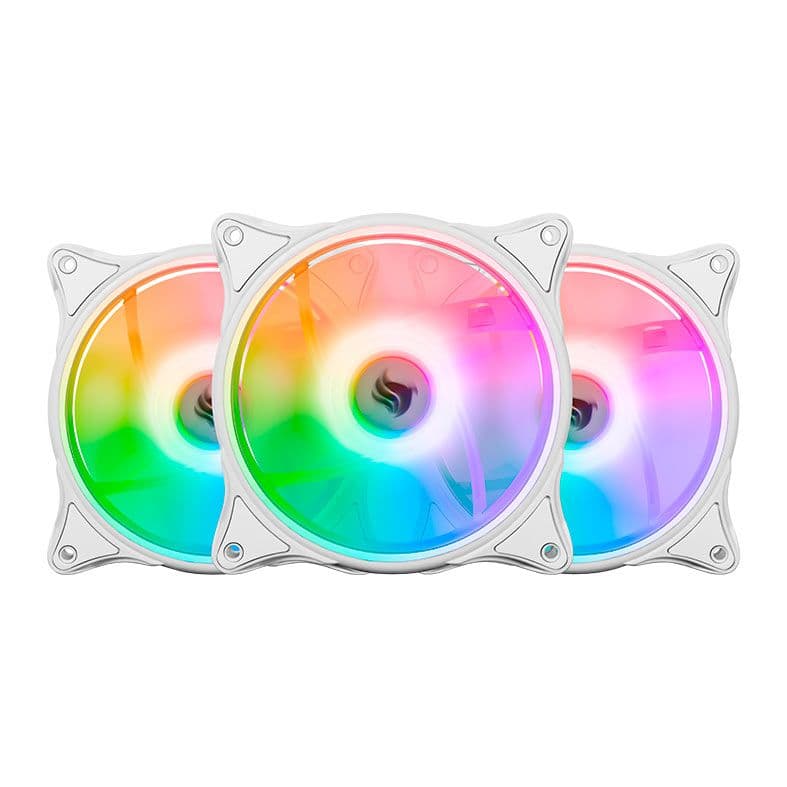 Kit Ventoinhas Pichau Dual Ring P1, ARGB, 3x120mm, Branca, PG-DRP-WH01 - foto 1